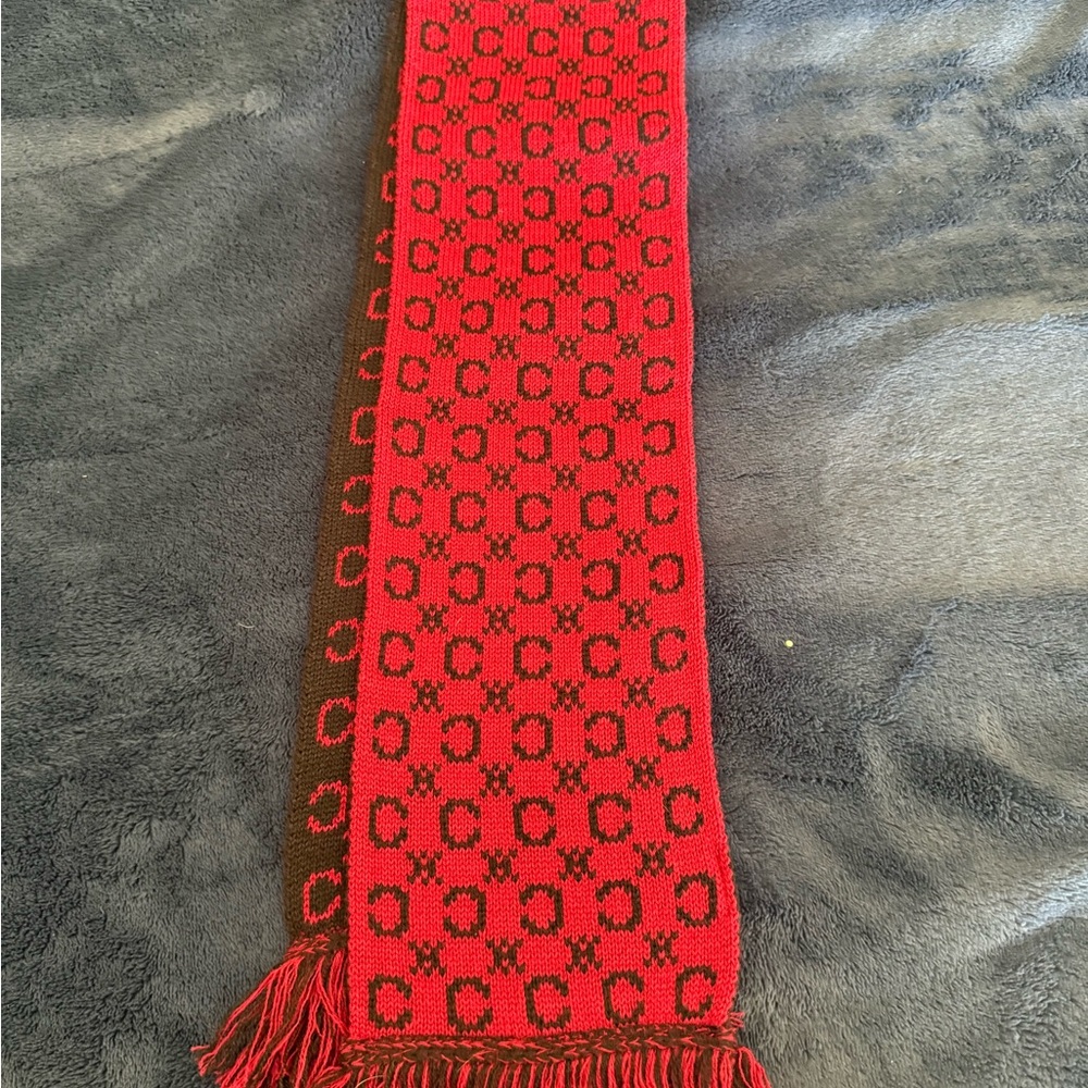 Authentic Celine Red And Black Patterned Scarf - image 6